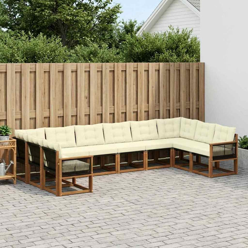 Set de canapele de exterior 10 buc. Natural și Crem
