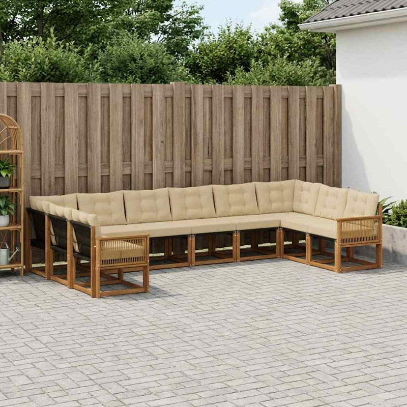Set de canapele de exterior 10 buc. Natural și Bej