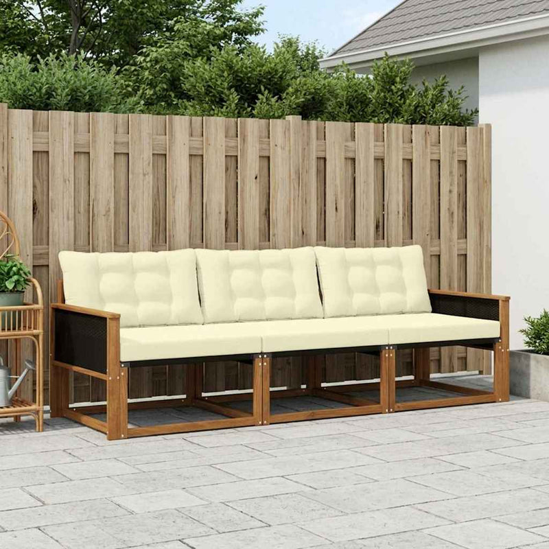 Set de canapele de exterior 3 buc. Natural și Crem
