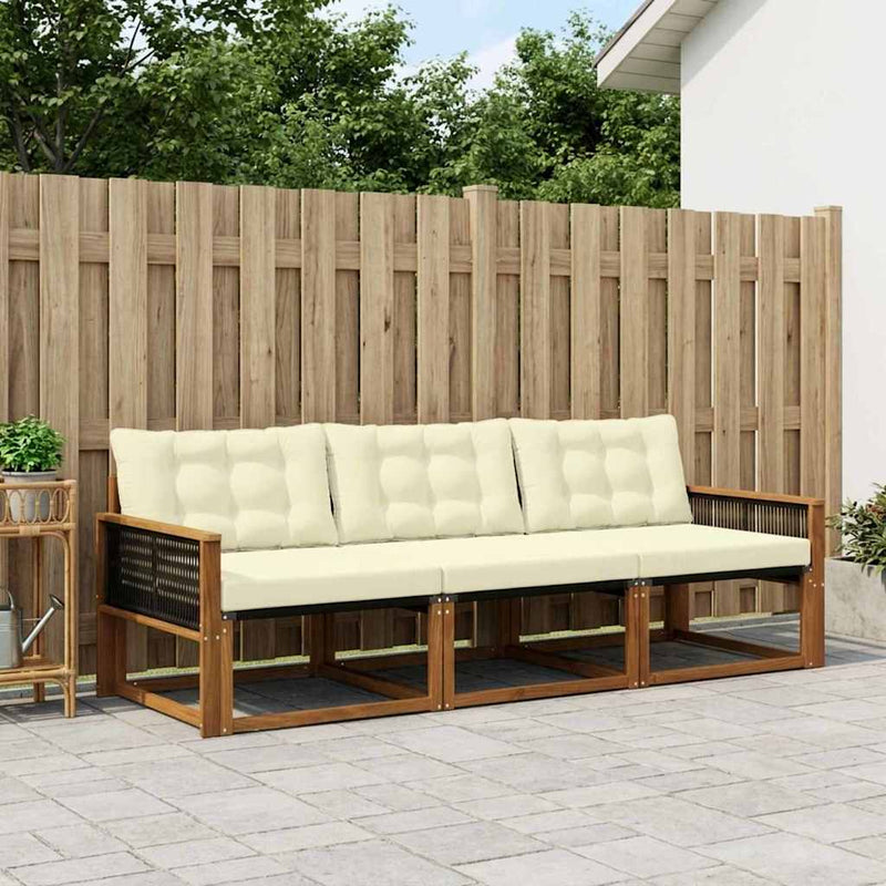Set de canapele de exterior 3 buc. Natural și Crem