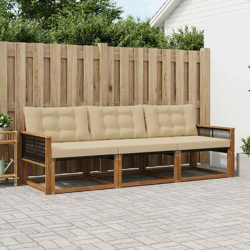 Set de canapele de exterior 3 buc. Natural și Bej