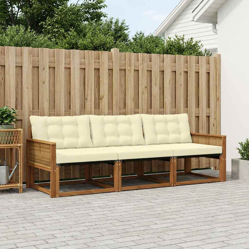 Set de canapele de exterior 3 buc. Natural și Crem