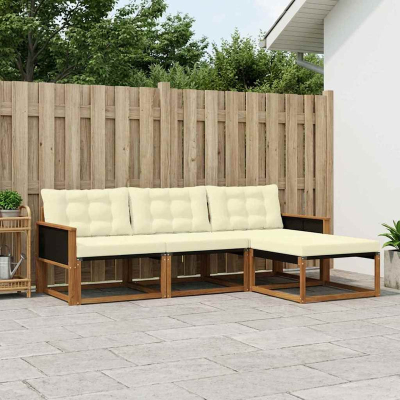 Set de canapele de exterior 4 buc. Natural și Crem