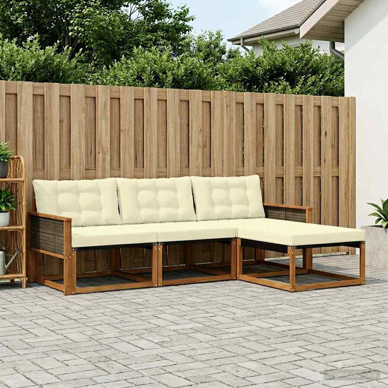 Set de canapele de exterior 4 buc. Natural și Crem
