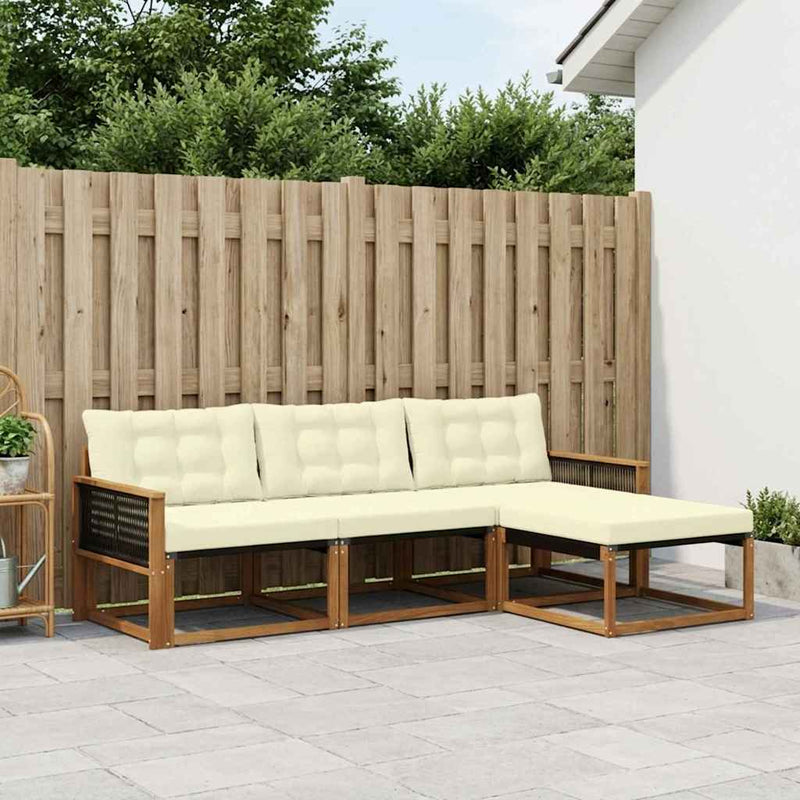 Set de canapele de exterior 4 buc. Natural și Crem