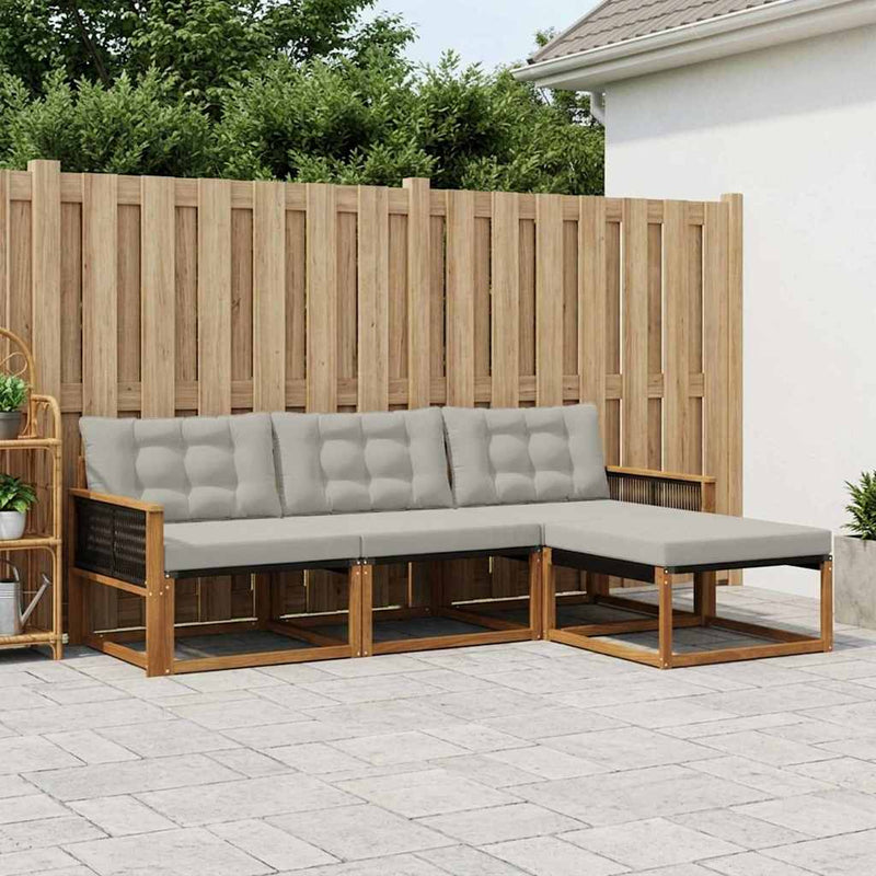Set de canapele de exterior 4 buc. Natural și gri deschis