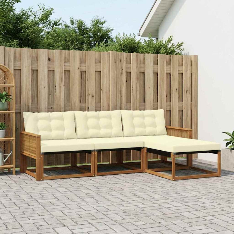 Set de canapele de exterior 4 buc. Natural și Crem