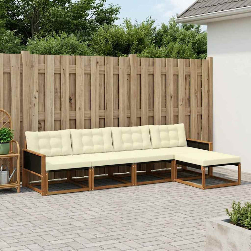 Set de canapele de exterior 5 buc. Natural și Crem