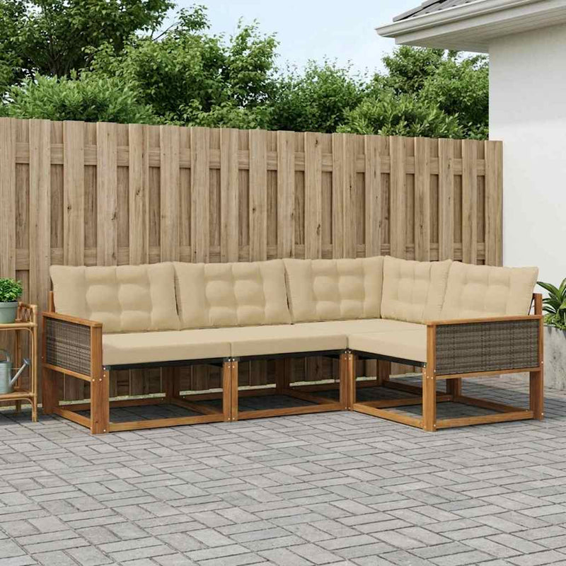 Set de canapele de exterior 4 buc. Natural și Bej