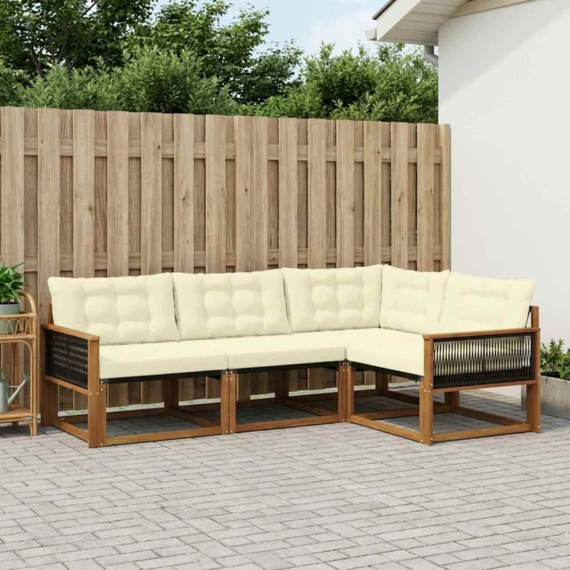 Set de canapele de exterior 4 buc. Natural și Crem