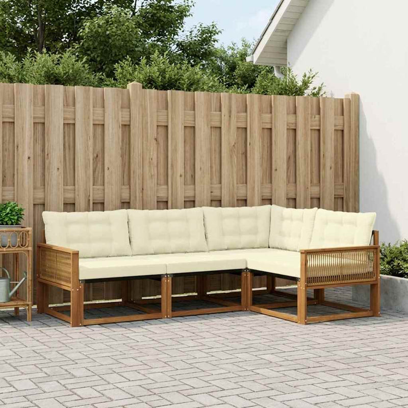 Set de canapele de exterior 4 buc. Natural și Crem