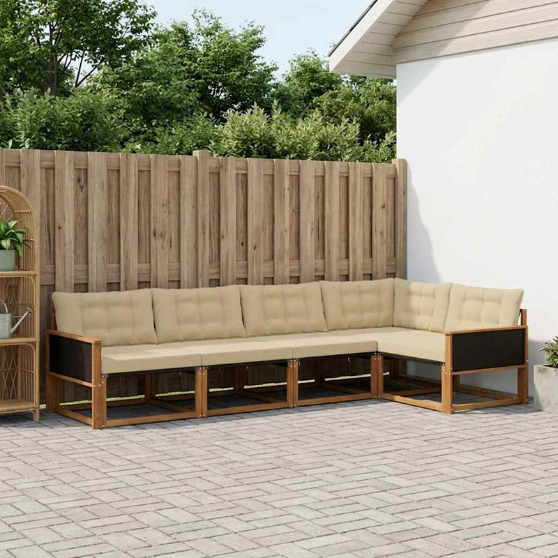 Set de canapele de exterior 5 buc. Natural și Bej