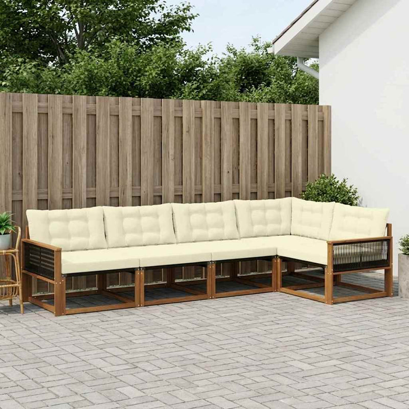 Set de canapele de exterior 5 buc. Natural și Crem