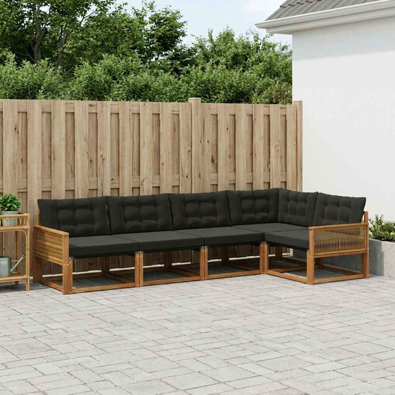 Set de canapele de exterior 5 buc. Natural și Negru