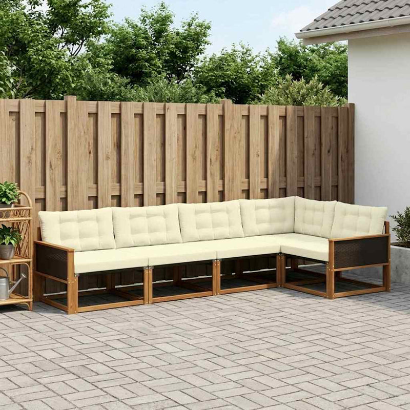Set de canapele de exterior 6 buc. Natural și Crem