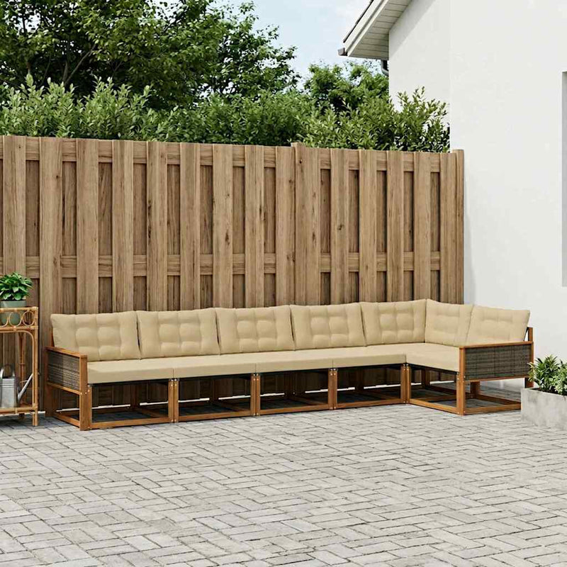 Set de canapele de exterior 6 buc. Natural și Bej