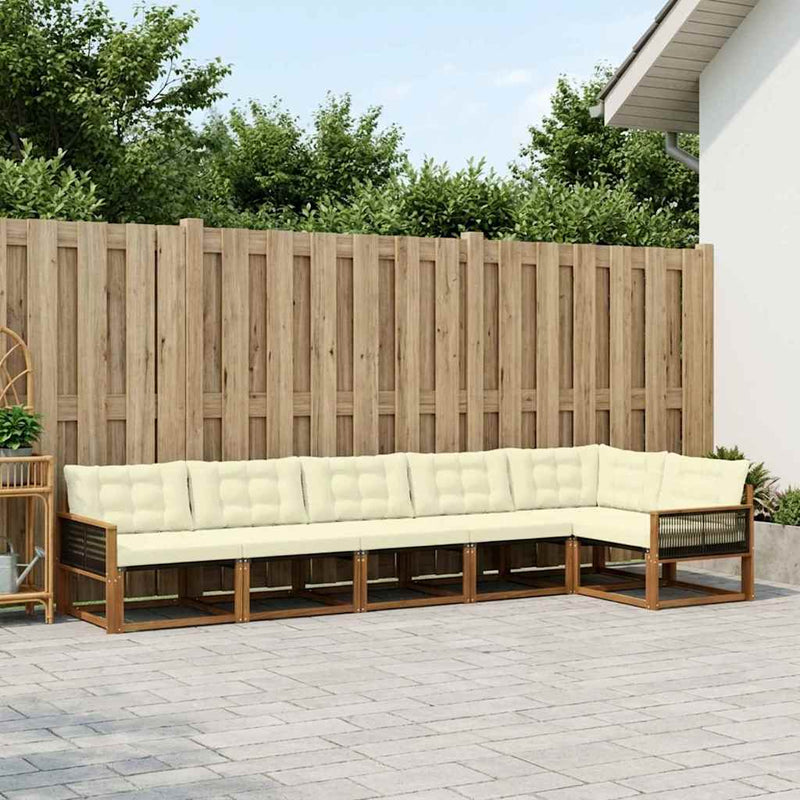 Set de canapele de exterior 6 buc. Natural și Crem