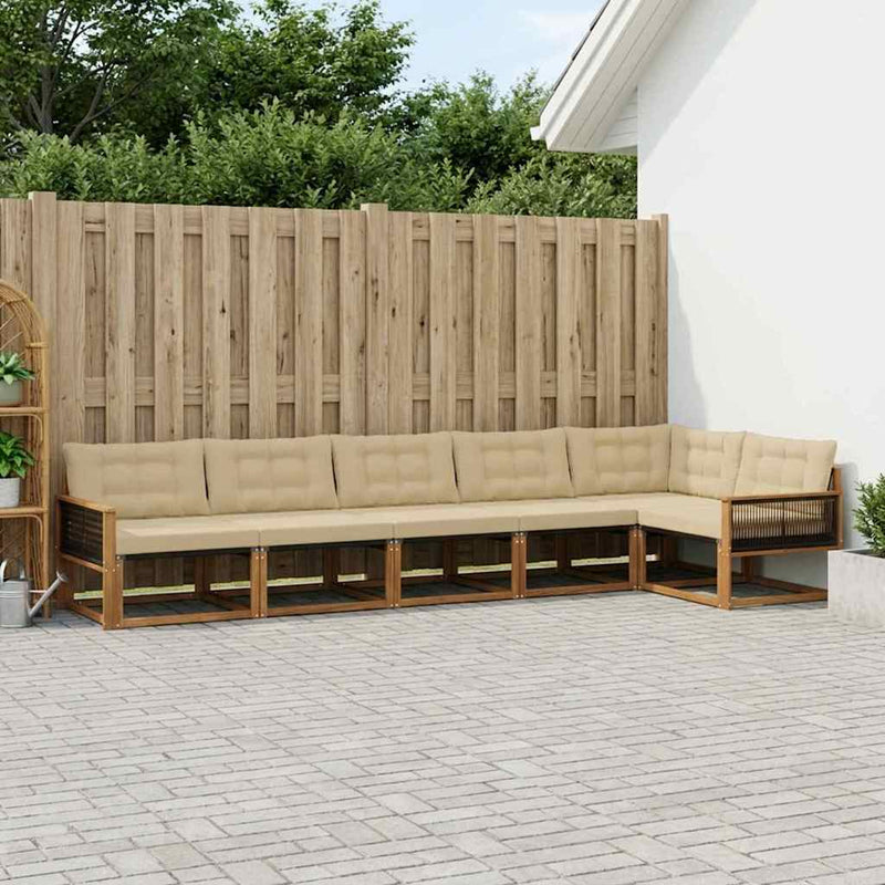 Set de canapele de exterior 6 buc. Natural și Bej