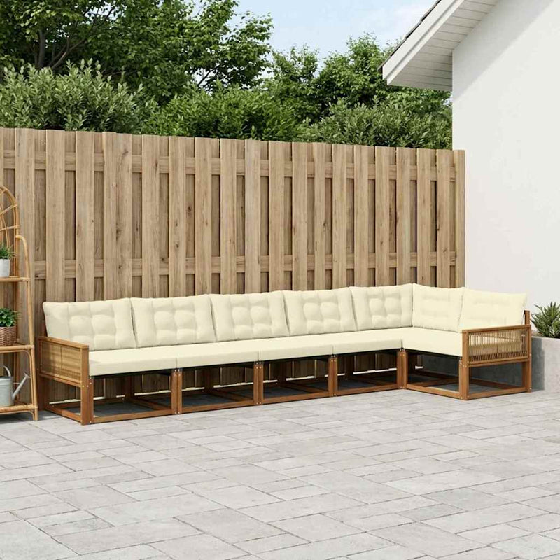 Set de canapele de exterior 6 buc. Natural și Crem