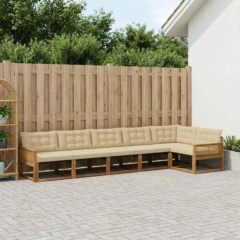 Set de canapele de exterior 6 buc. Natural și Bej