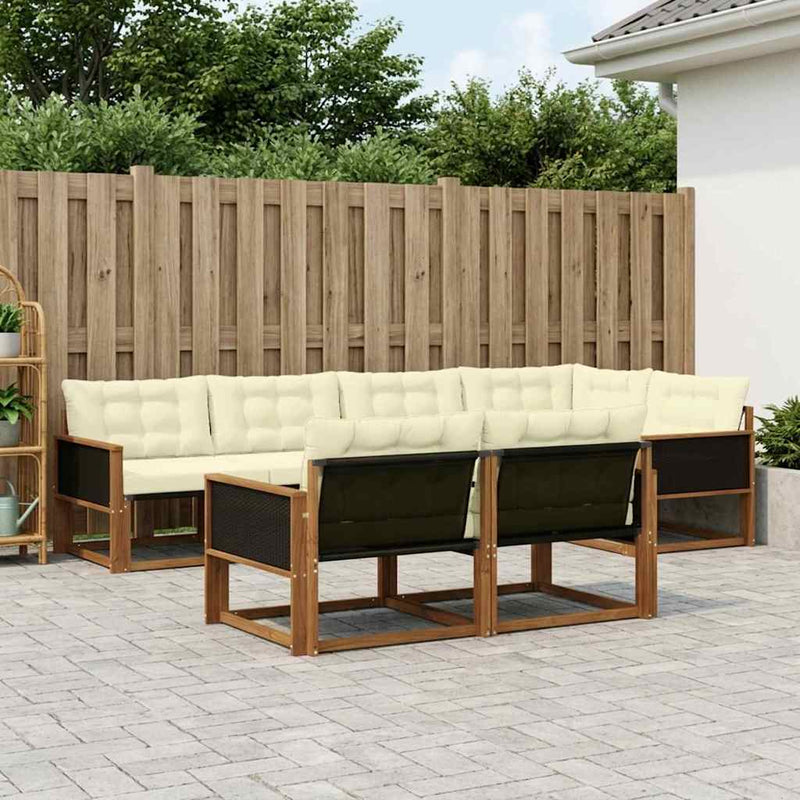 Set de canapele de exterior 7 buc. Natural și Crem