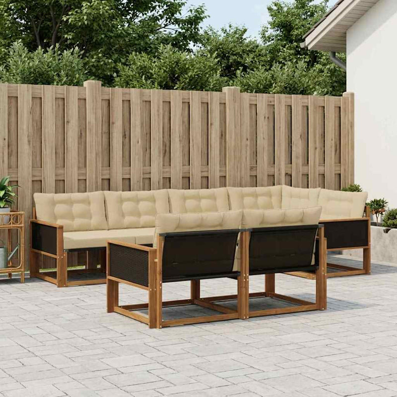 Set de canapele de exterior 7 buc. Natural și Bej