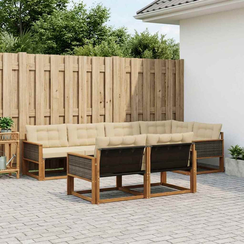 Set de canapele de exterior 7 buc. Natural și Bej