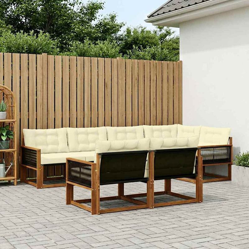 Set de canapele de exterior 7 buc. Natural și Crem