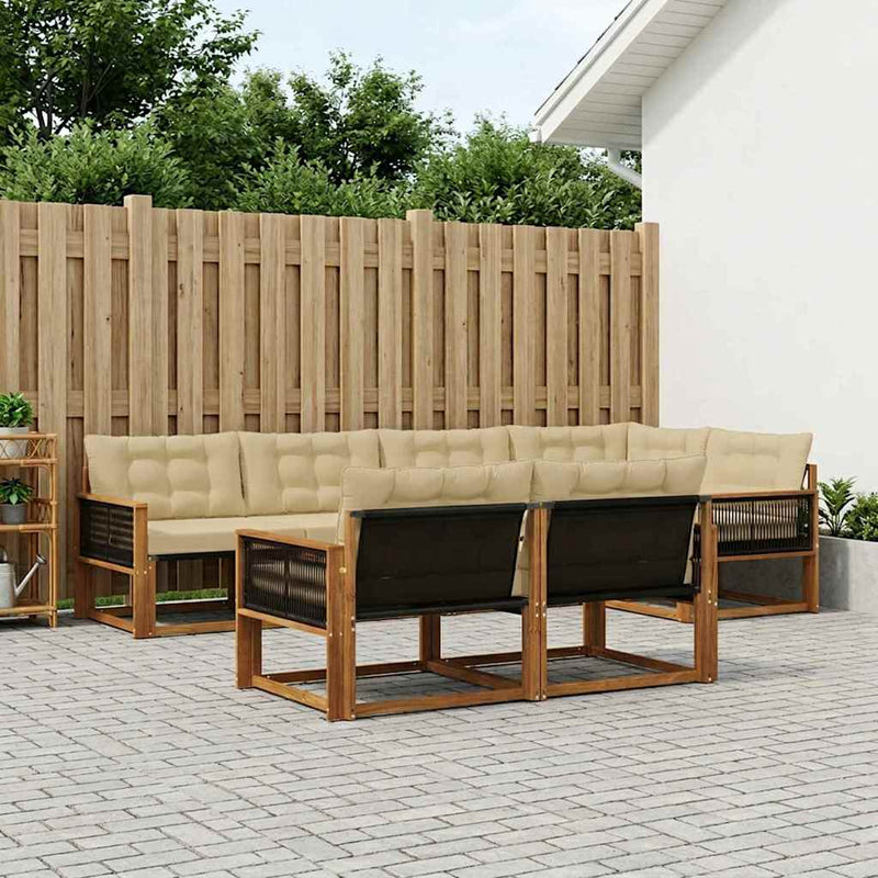 Set de canapele de exterior 7 buc. Natural și Bej
