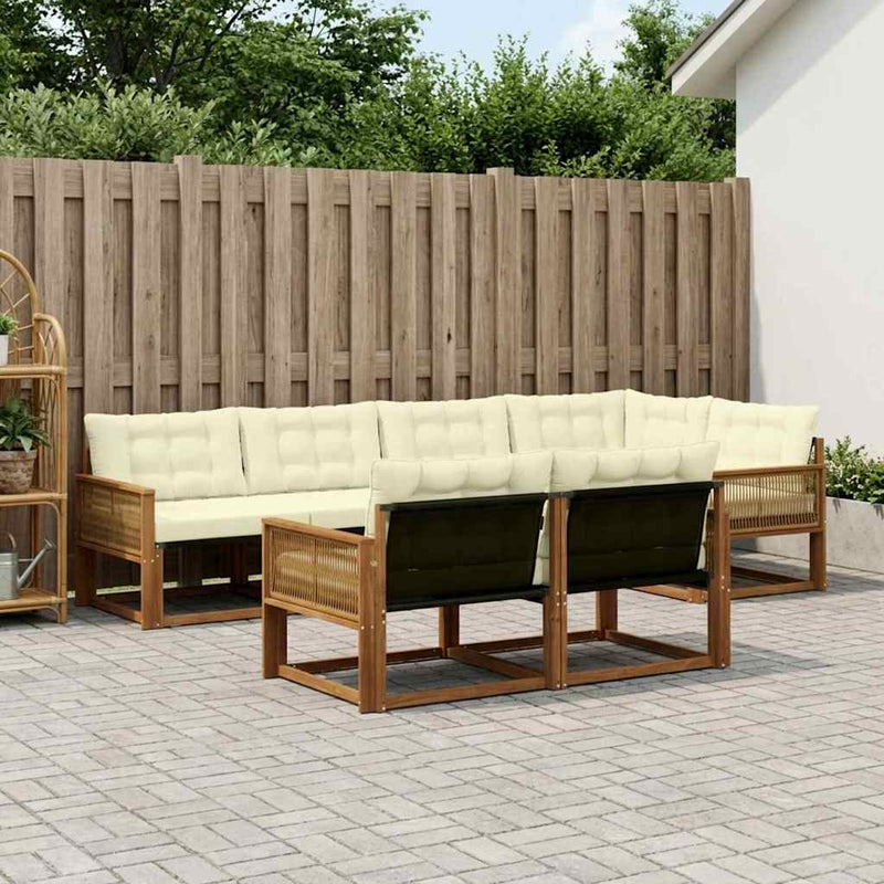 Set de canapele de exterior 7 buc. Natural și Crem