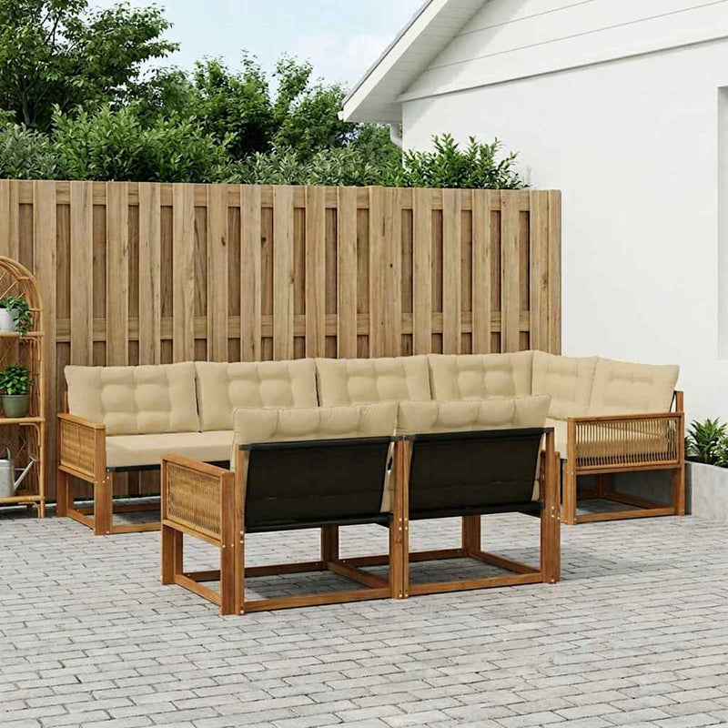 Set de canapele de exterior 7 buc. Natural și Bej