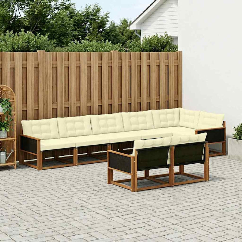 Set de canapele de exterior 8 buc. Natural și Crem