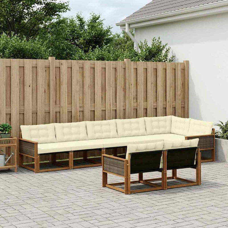 Set de canapele de exterior 8 buc. Natural și Crem