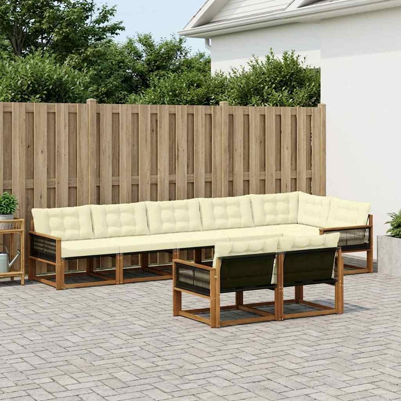 Set de canapele de exterior 8 buc. Natural și Crem
