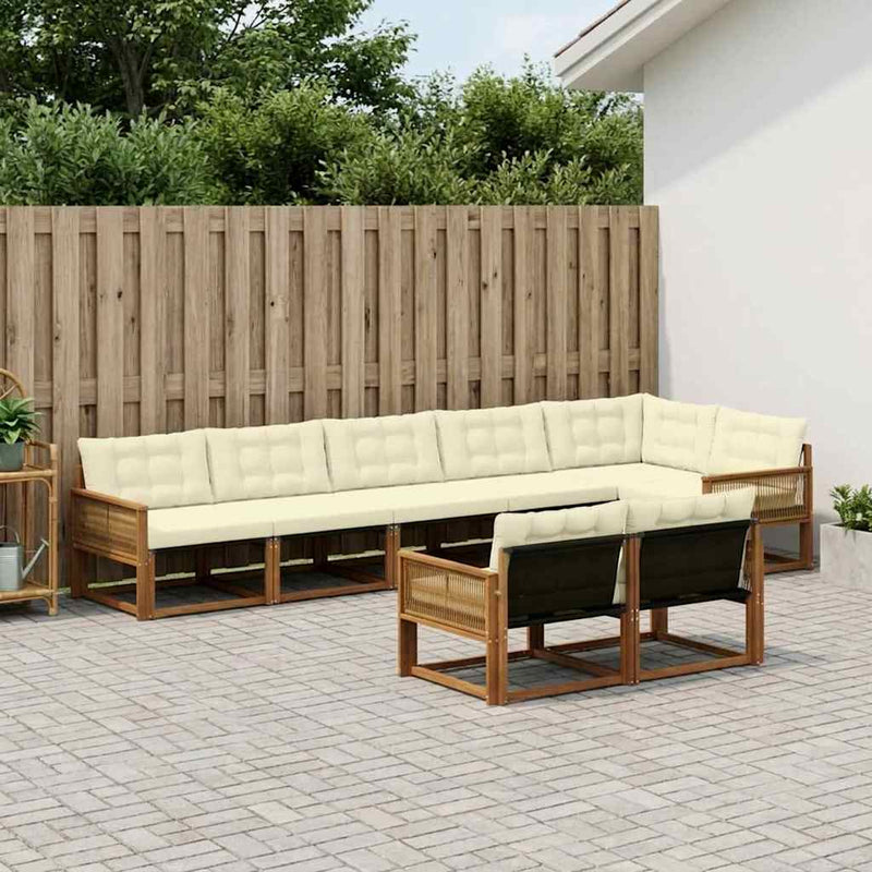 Set de canapele de exterior 8 buc. Natural și Crem