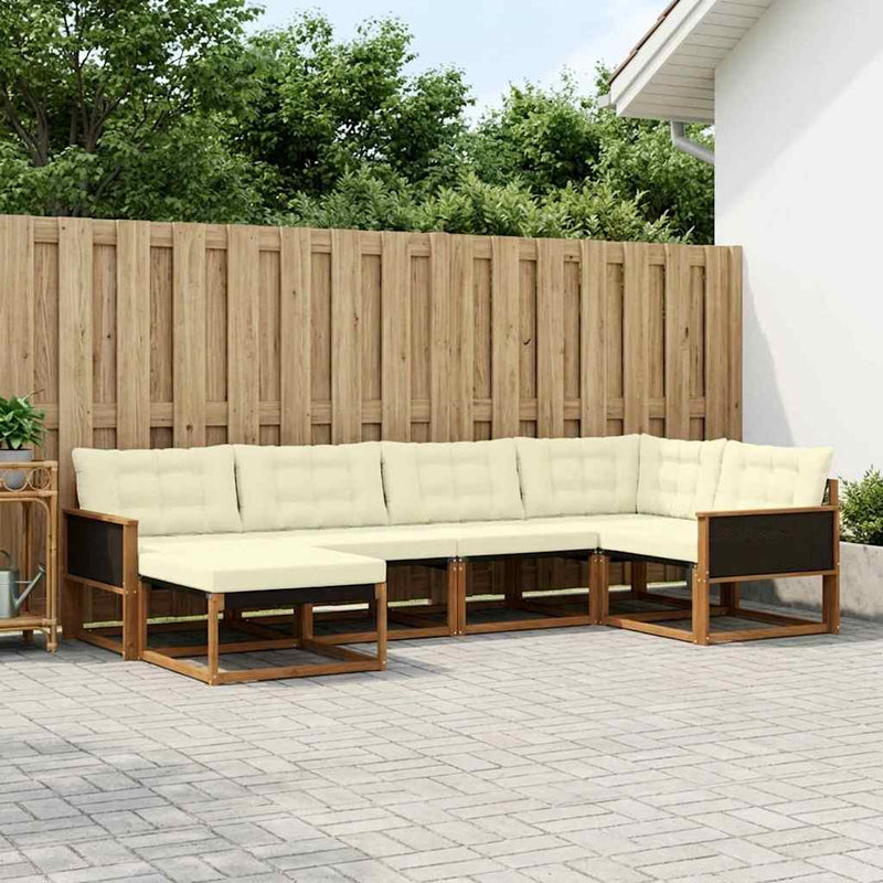 Set de canapele de exterior 6 buc. Natural și Crem