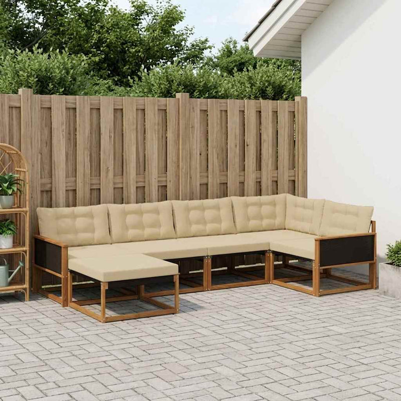 Set de canapele de exterior 6 buc. Natural și Bej