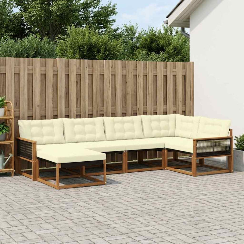 Set de canapele de exterior 6 buc. Natural și Crem