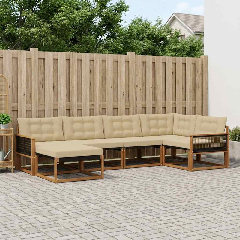 Set de canapele de exterior 6 buc. Natural și Bej