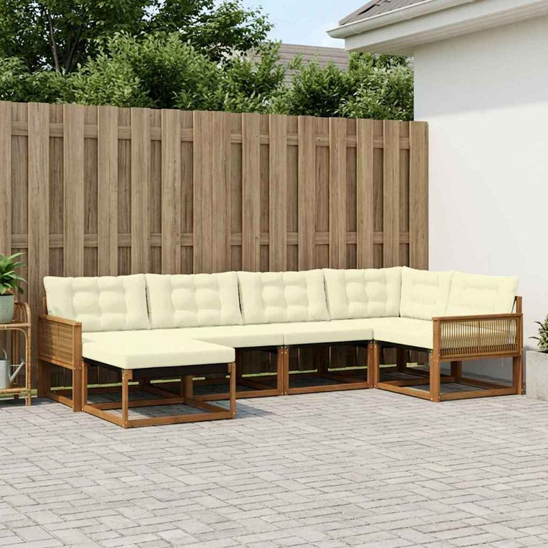 Set de canapele de exterior 6 buc. Natural și Crem