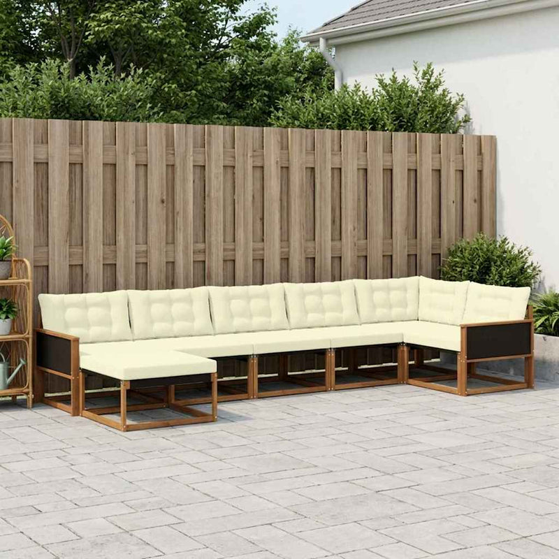 Set de canapele de exterior 7 buc. Natural și Crem