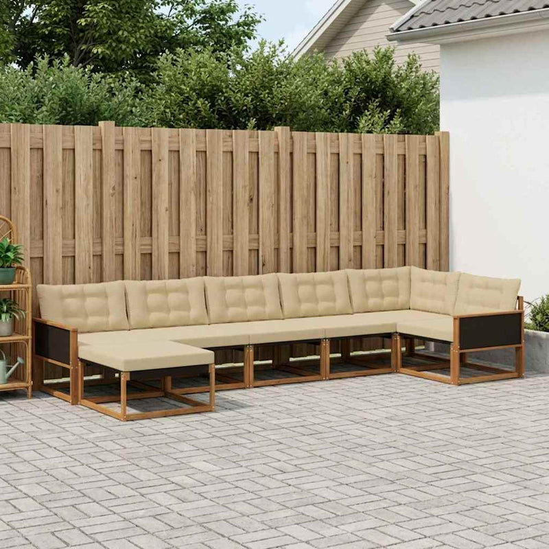 Set de canapele de exterior 7 buc. Natural și Bej