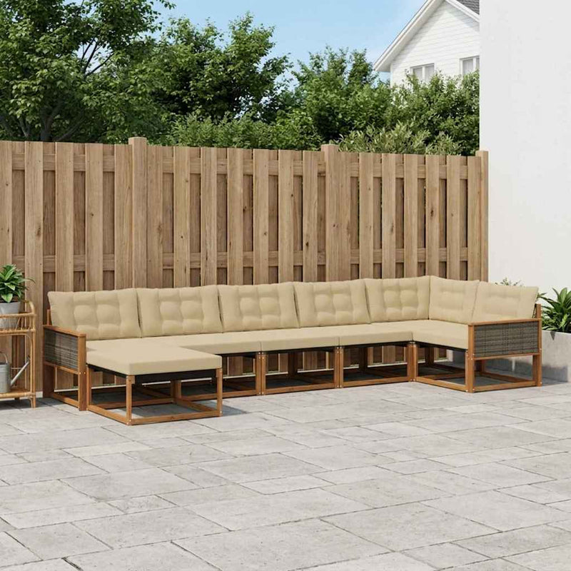 Set de canapele de exterior 7 buc. Natural și Bej