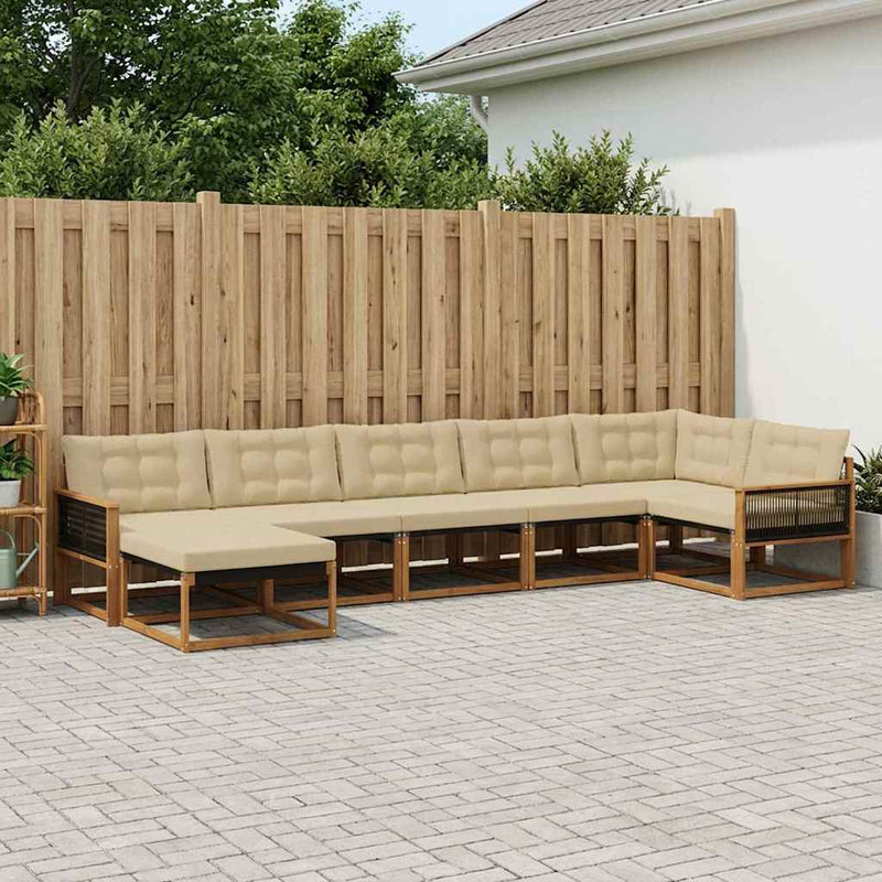 Set de canapele de exterior 7 buc. Natural și Bej
