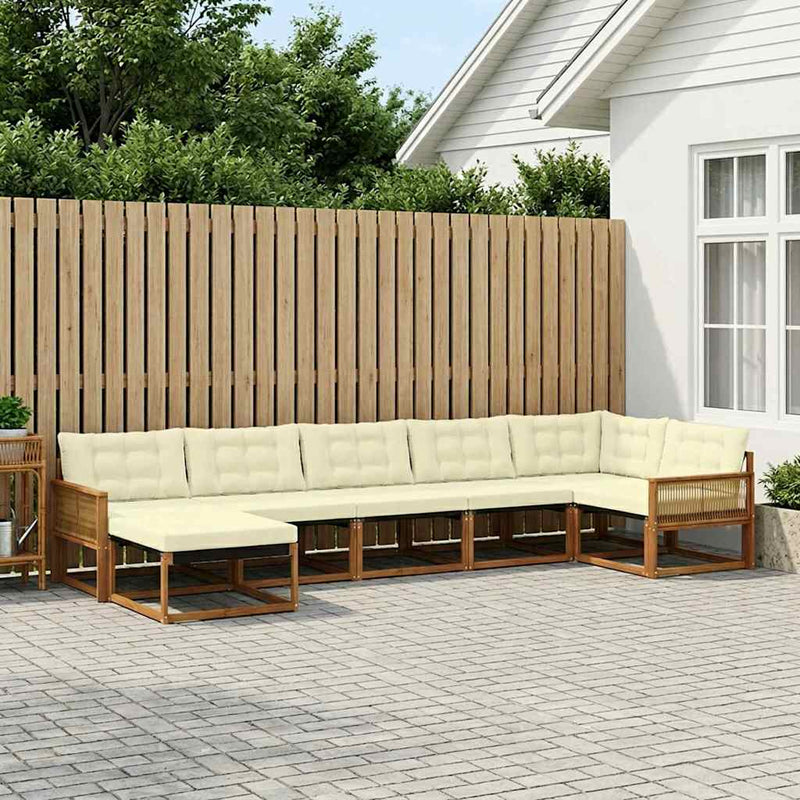 Set de canapele de exterior 7 buc. Natural și Crem