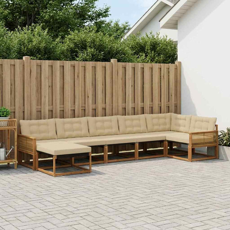Set de canapele de exterior 7 buc. Natural și Bej