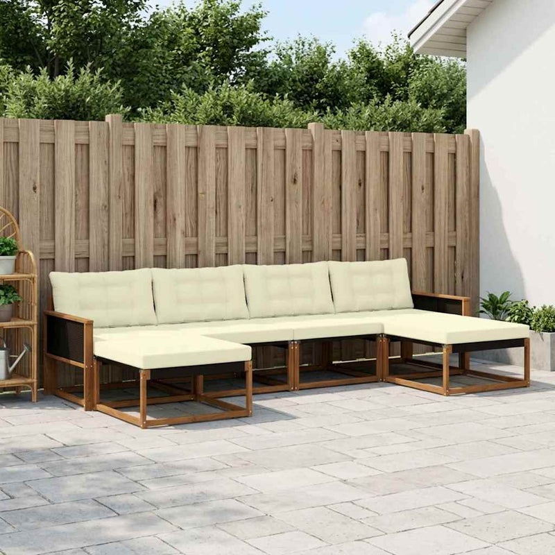 Set de canapele de exterior 6 buc. Natural și Crem