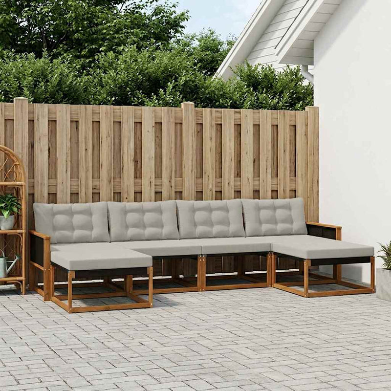 Set de canapele de exterior 6 buc. Natural și gri deschis