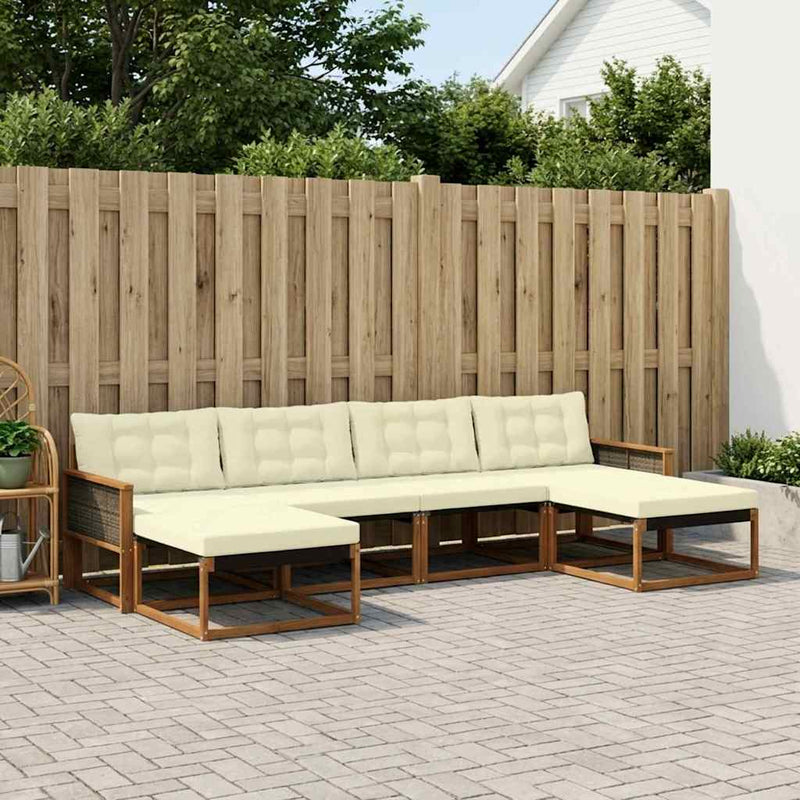 Set de canapele de exterior 6 buc. Natural și Crem