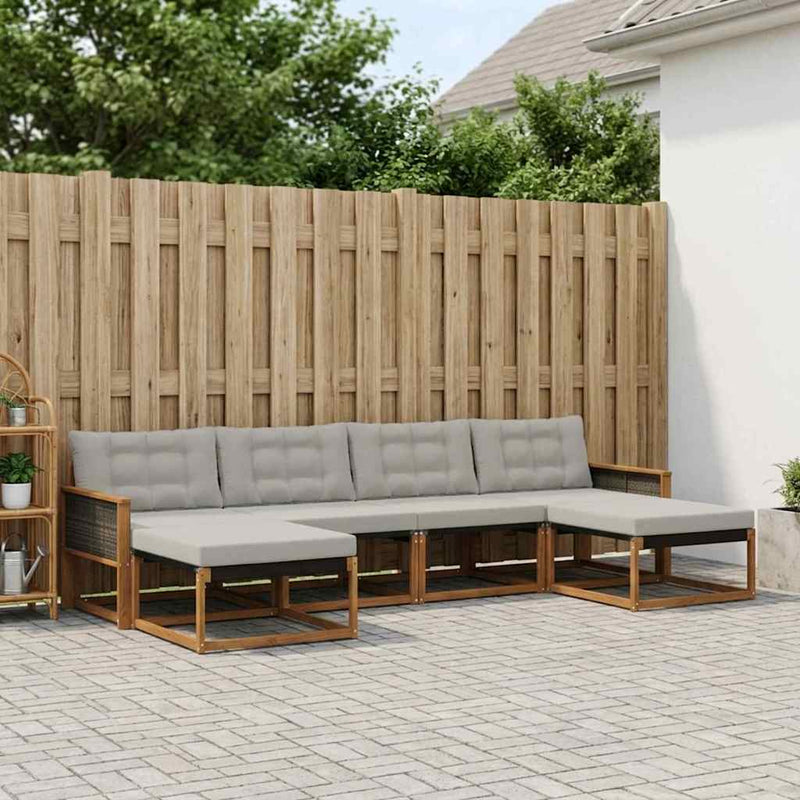 Set de canapele de exterior 6 buc. Natural și gri deschis